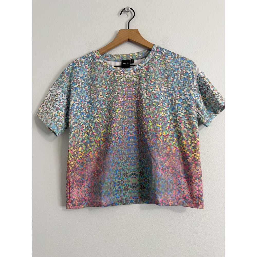 Asos - Sparkle Sequin Print Short Sleeve Scuba Top Size‎ 4